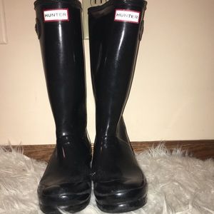 Tall black Hunter boots - Size 5 women’s 3 kids